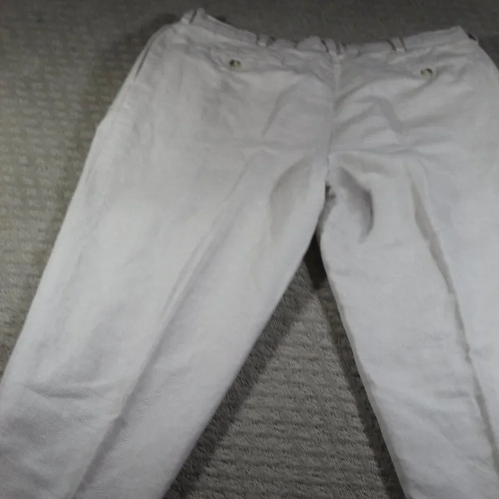 Roundtree and Yorke Men's 36x32 Cream-colored Linen/Cotton Blend Pants
